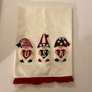 Stars & Stripes Embroidered Kitchen Towel Patriotic Gnomes 100% Cotton